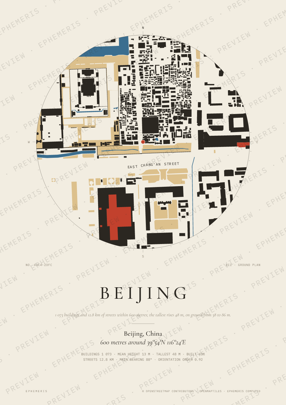 Beijing map poster: the city drawn as a plan