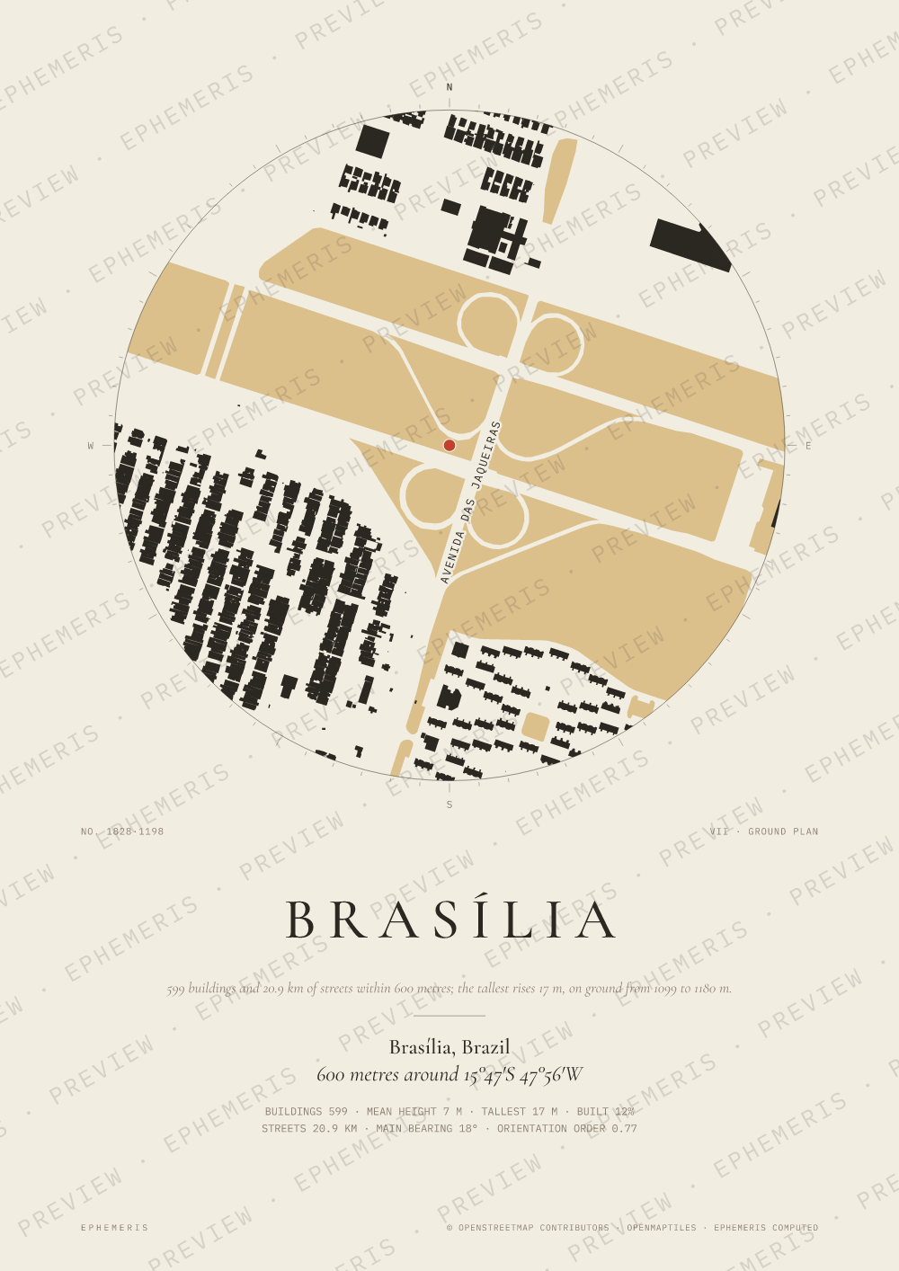 Brasília map poster: the city drawn as a plan
