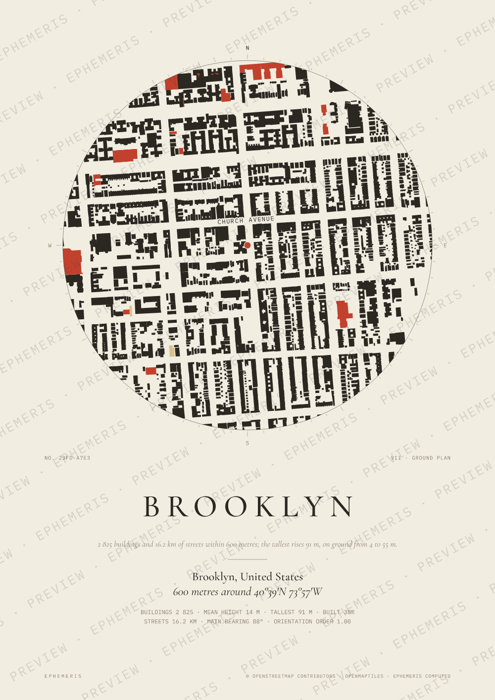 Brooklyn map poster: the city drawn as a plan
