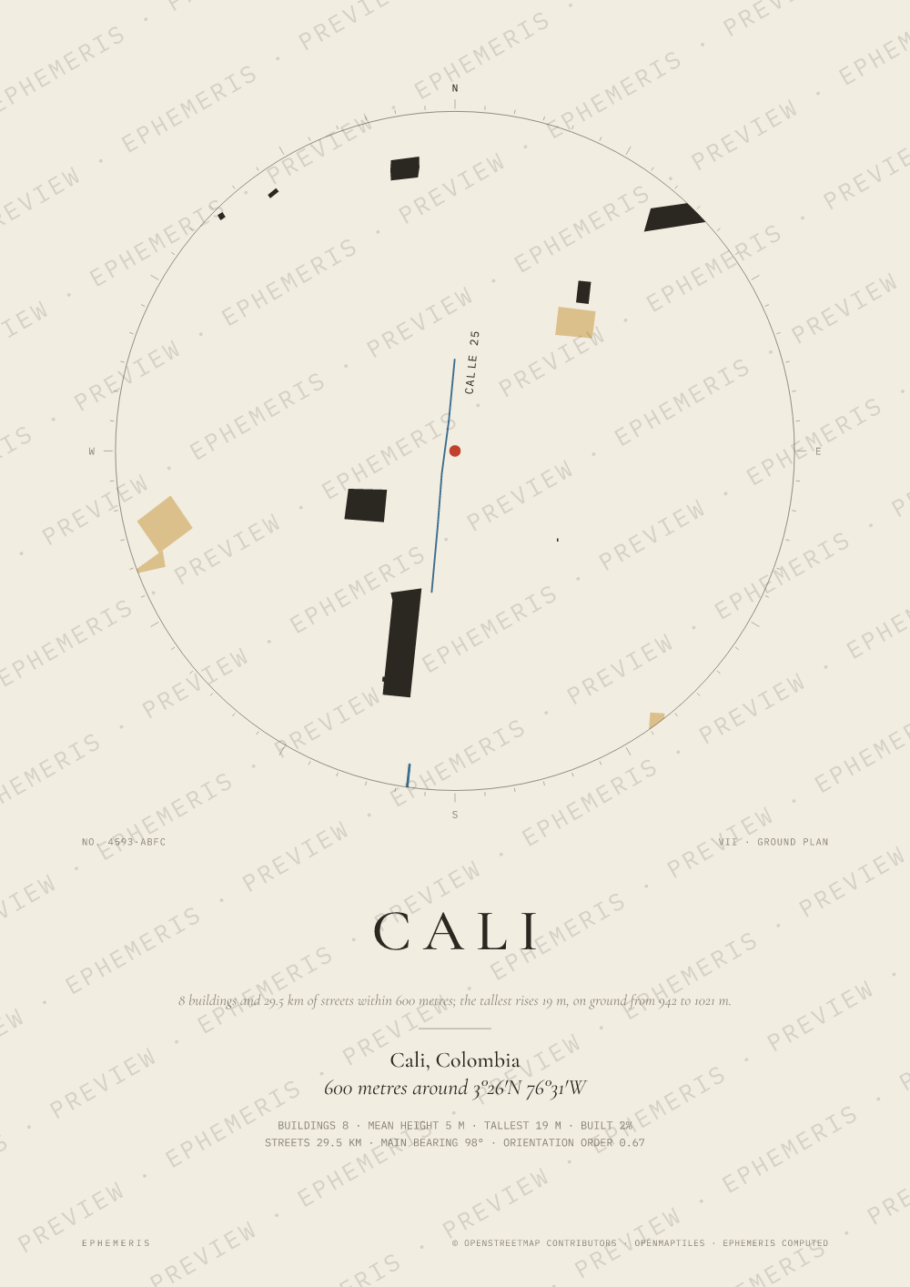 Cali map poster: the city drawn as a plan