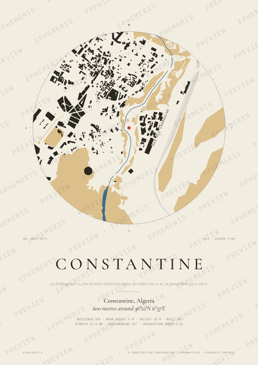 Constantine map poster: the city drawn as a plan