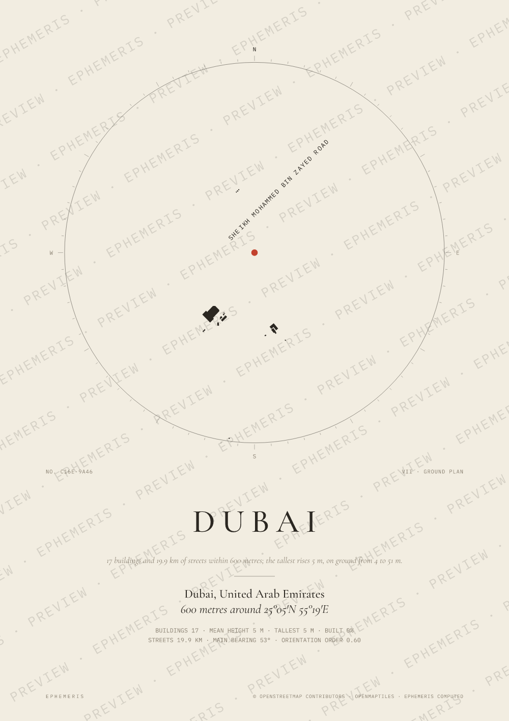 Dubai map poster: the city drawn as a plan