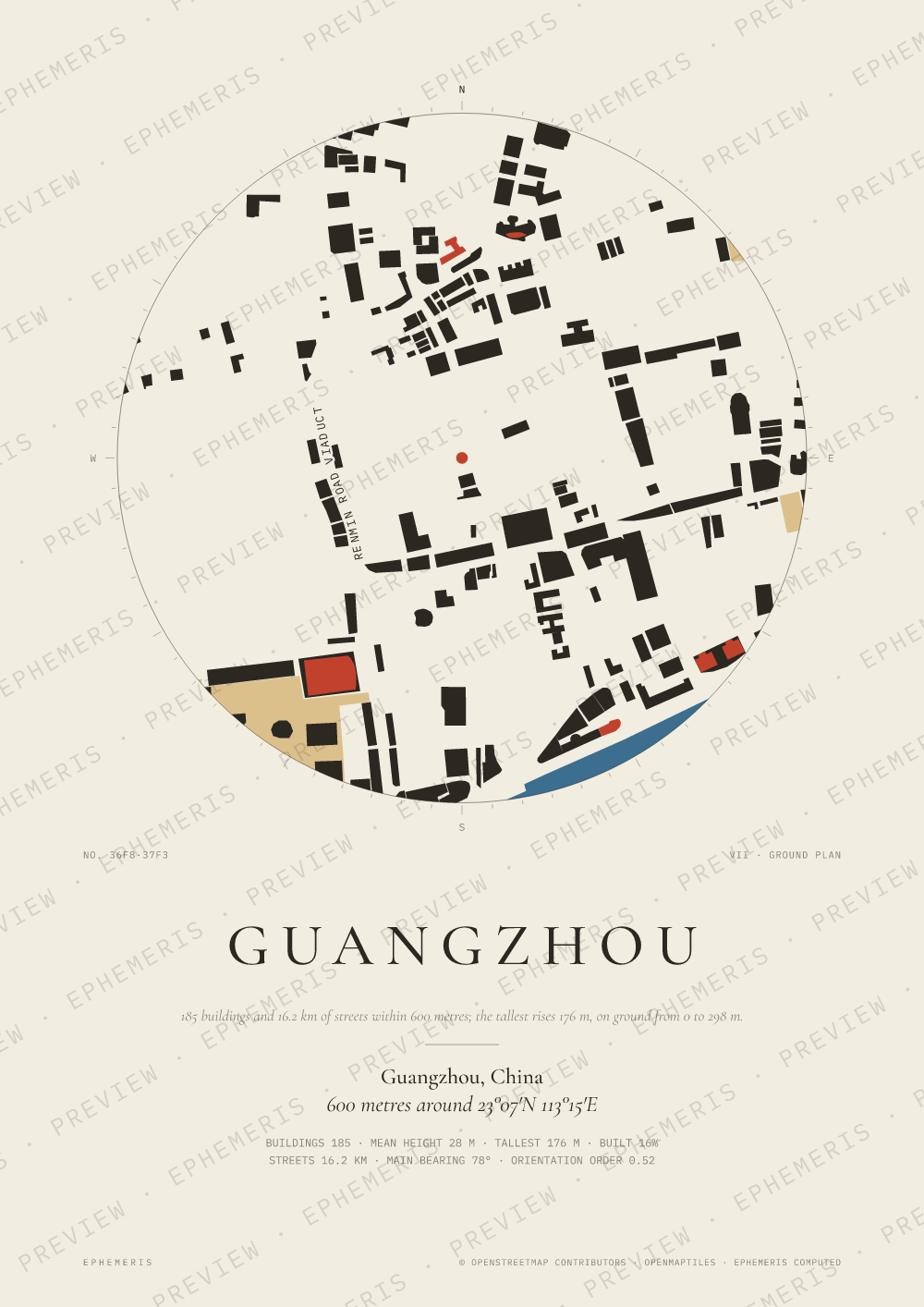 Guangzhou map poster: the city drawn as a plan