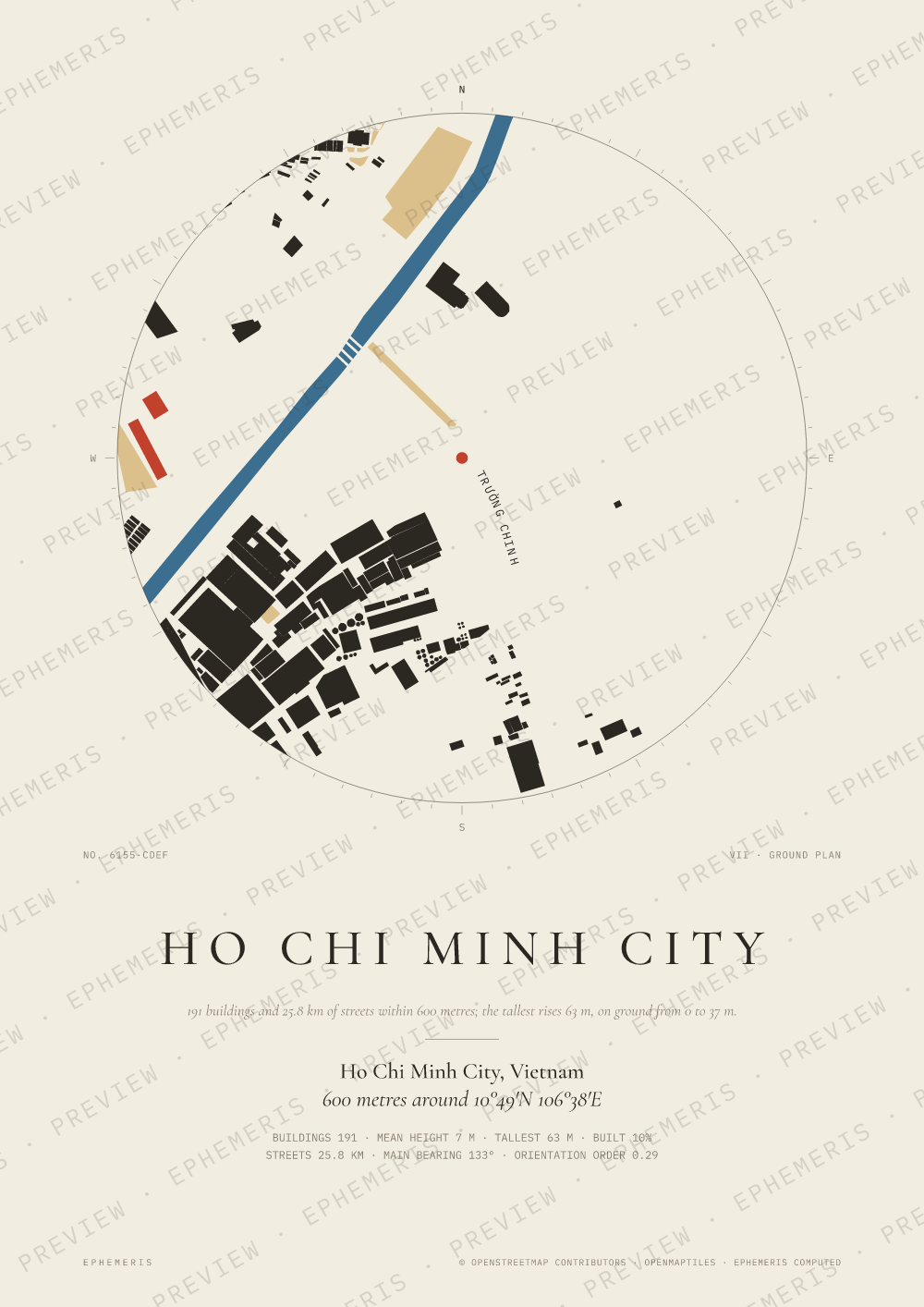 Ho Chi Minh City map poster: the city drawn as a plan