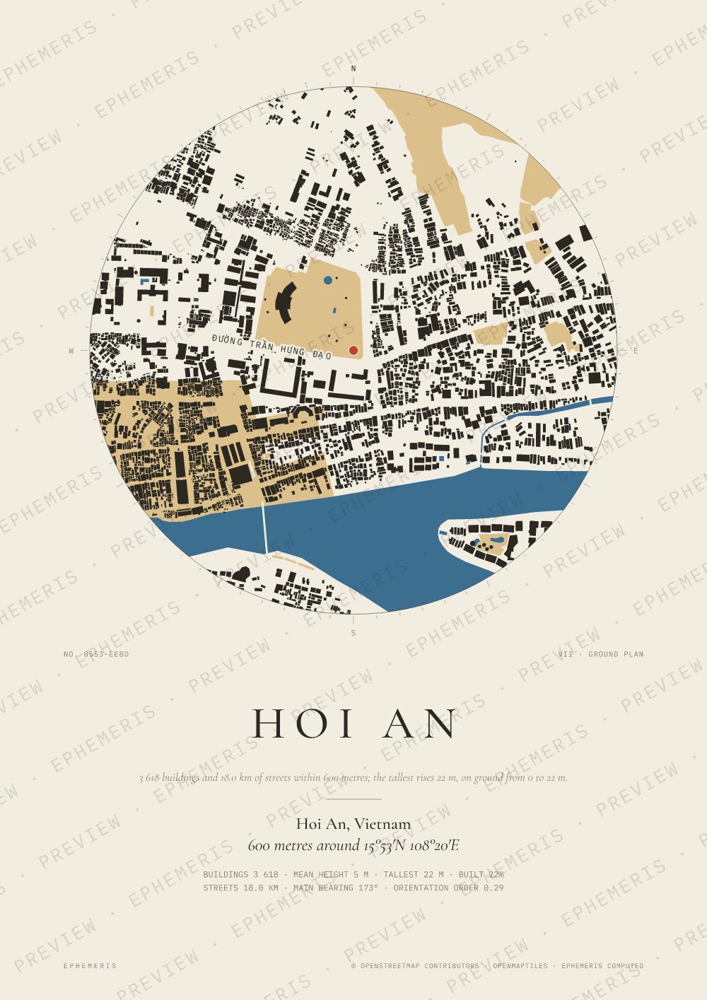 Hoi An map poster: the city drawn as a plan
