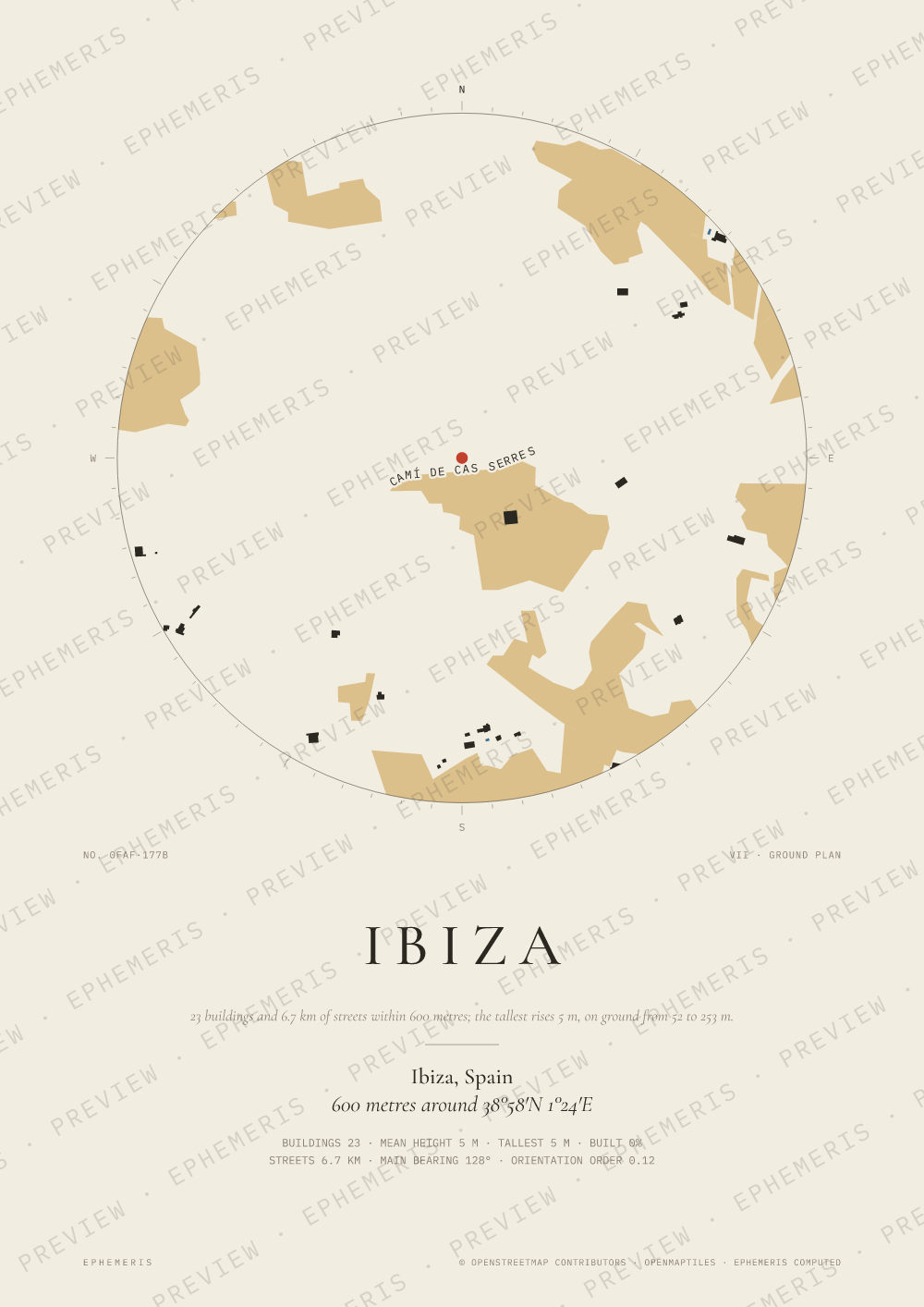 Ibiza map poster: the city drawn as a plan