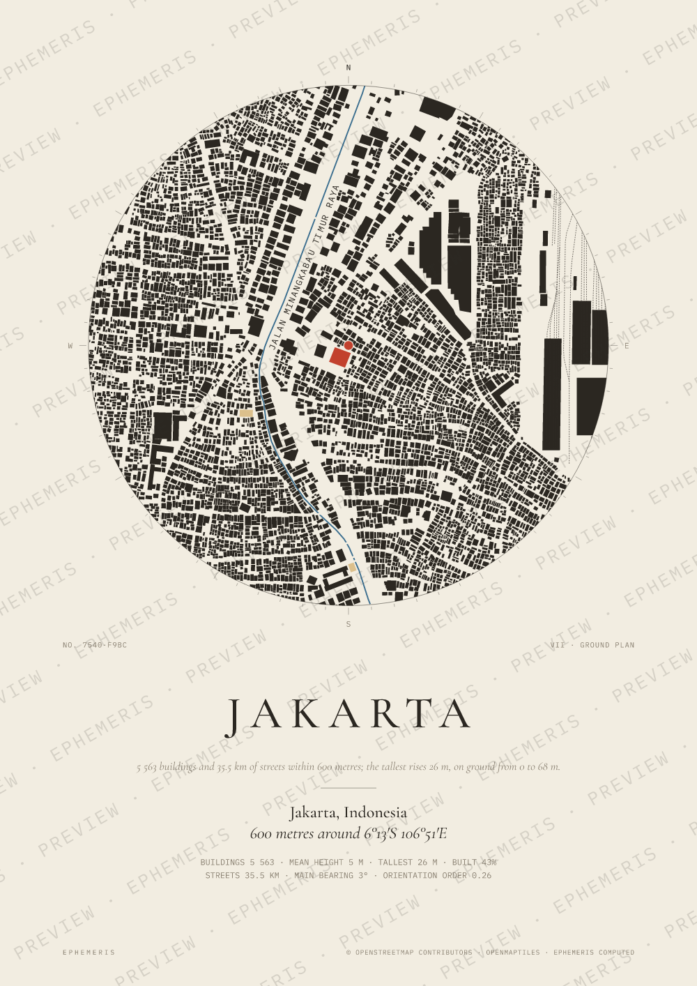 Jakarta map poster: the city drawn as a plan