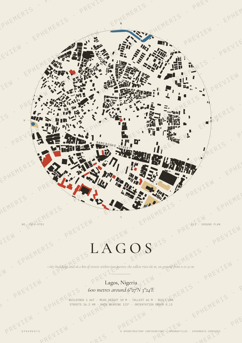 Lagos map poster: the city drawn as a plan