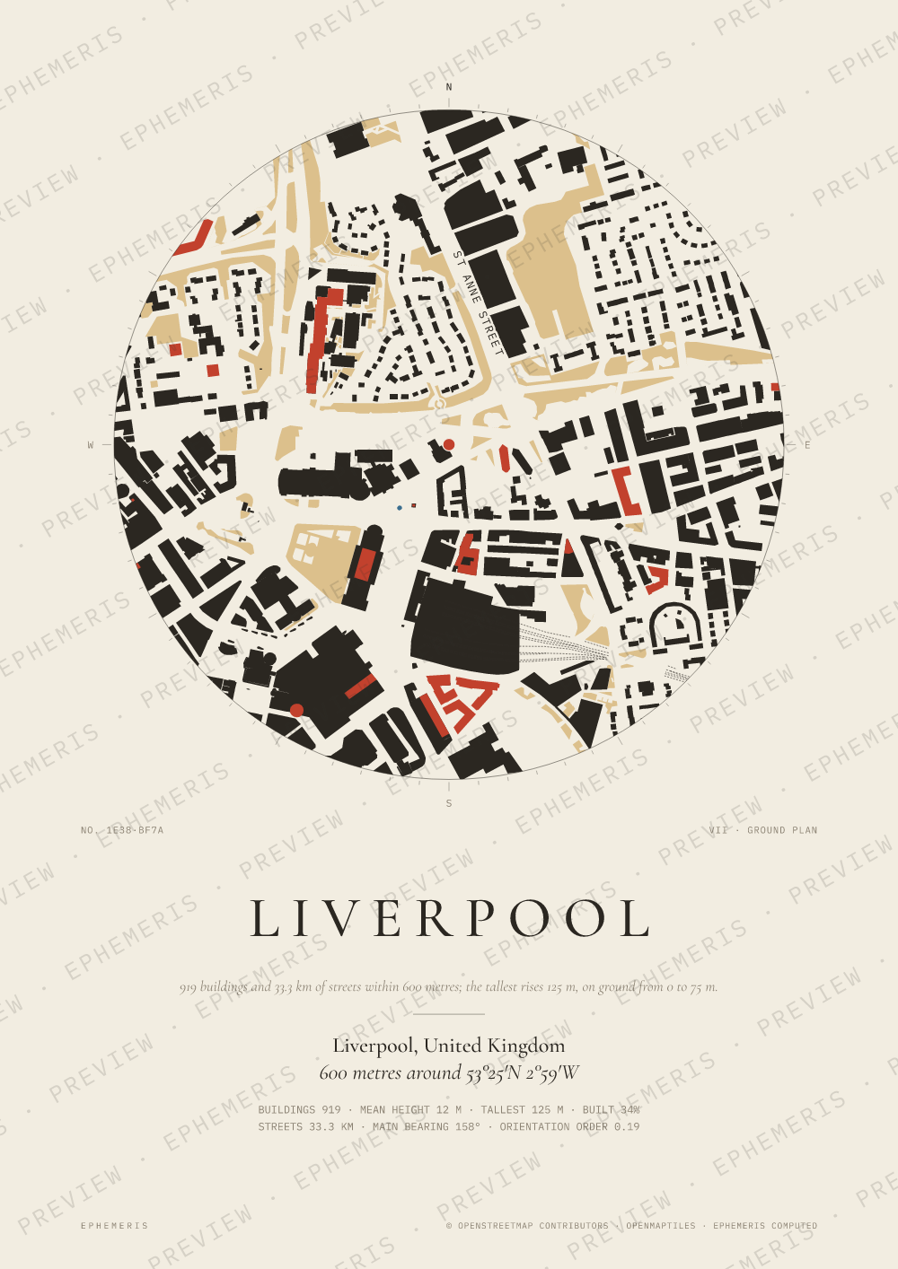 Liverpool map poster: the city drawn as a plan