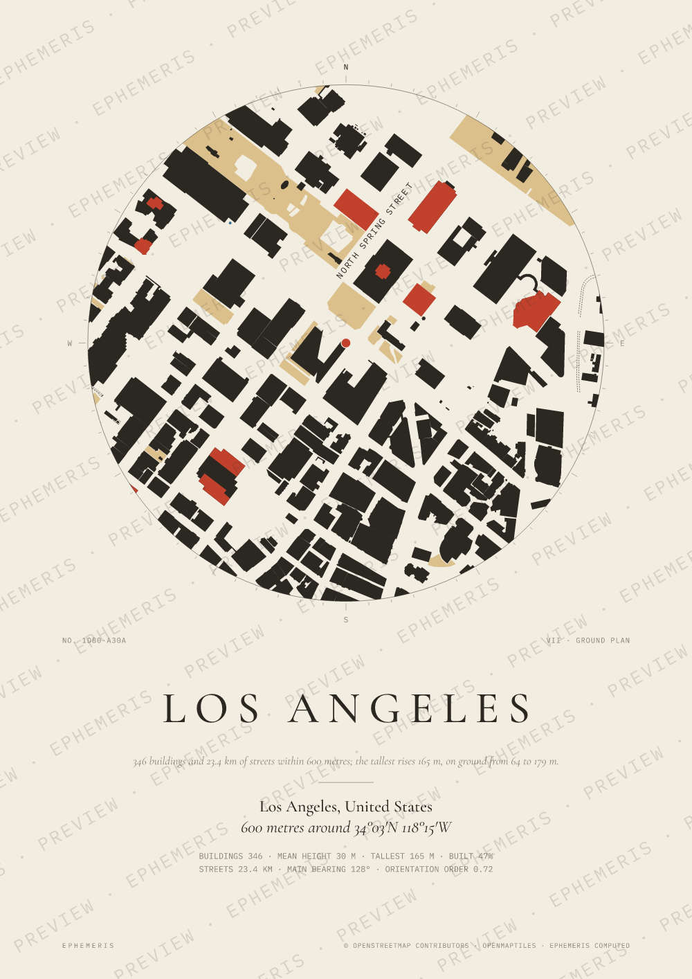 Los Angeles map poster: the city drawn as a plan