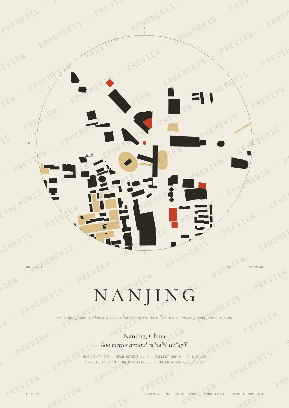 Nanjing map poster: the city drawn as a plan