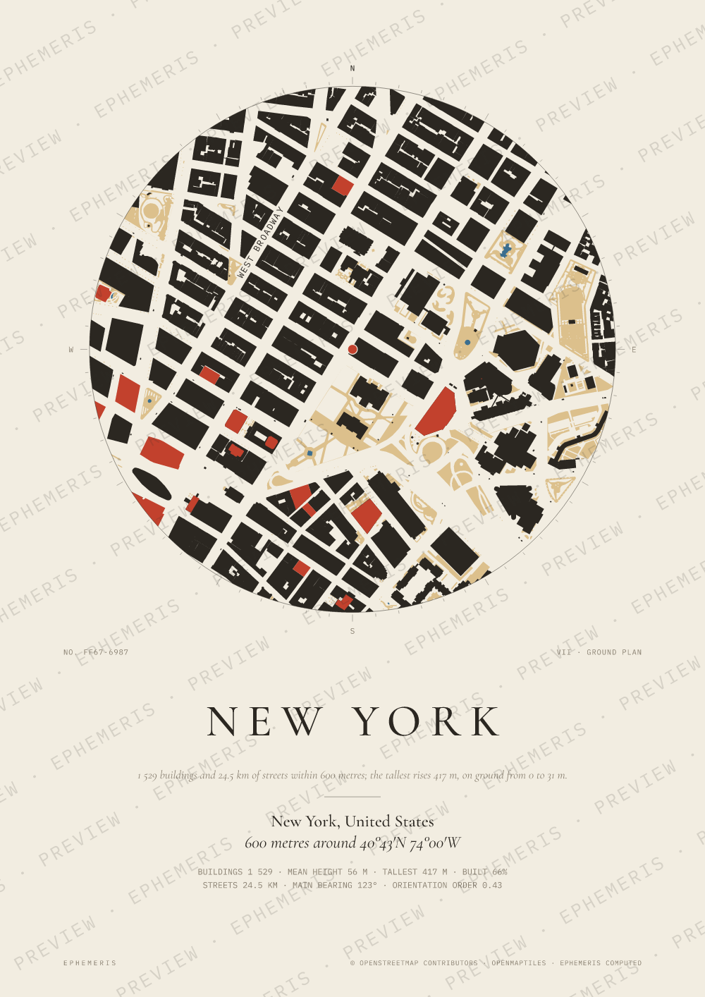 New York map poster: the city drawn as a plan