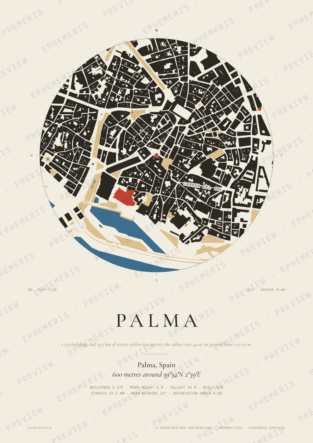 Palma map poster: the city drawn as a plan