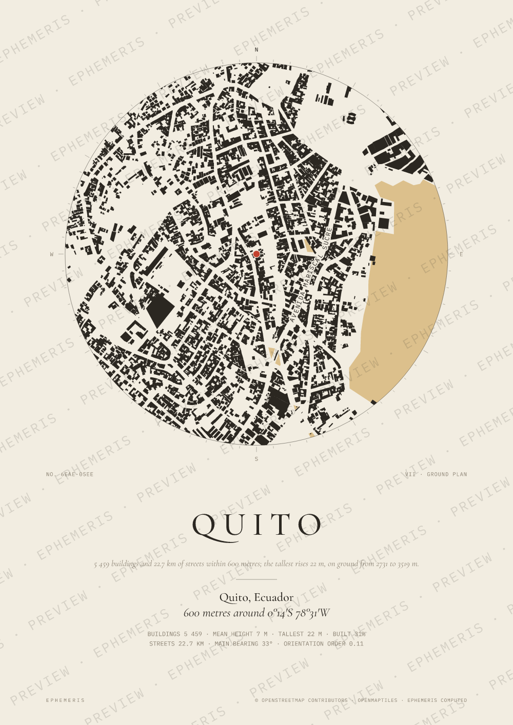 Quito map poster: the city drawn as a plan