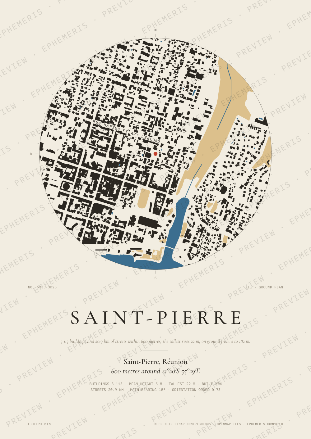 Saint-Pierre map poster: the city drawn as a plan