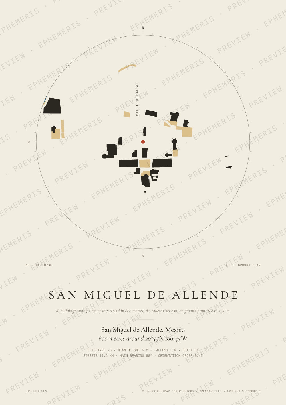 San Miguel de Allende map poster: the city drawn as a plan
