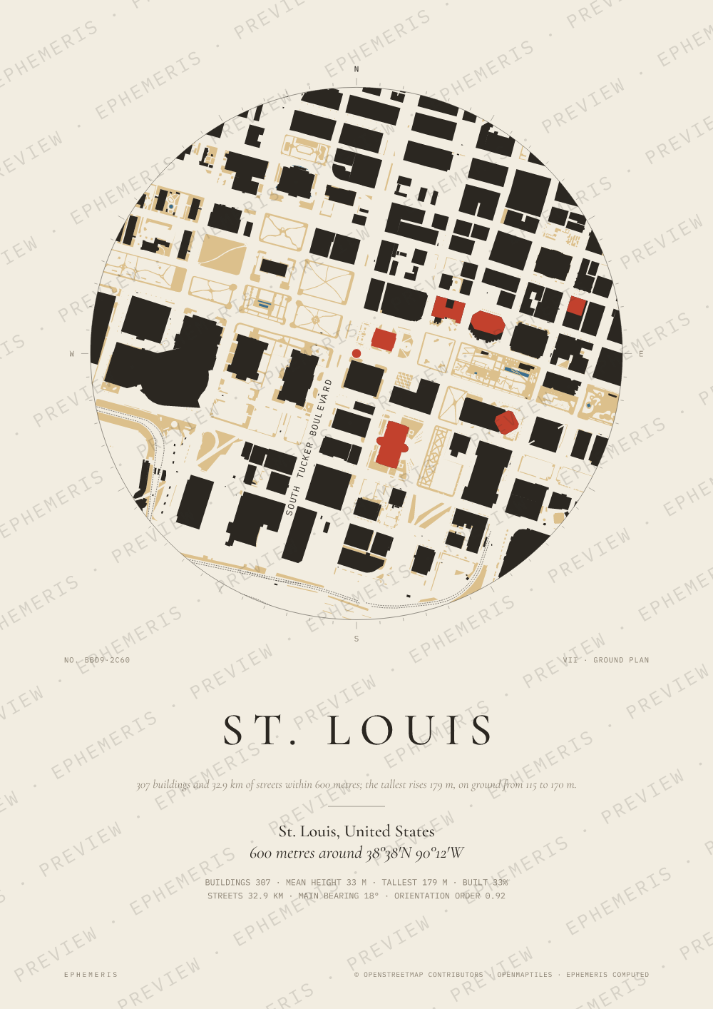 St. Louis map poster: the city drawn as a plan