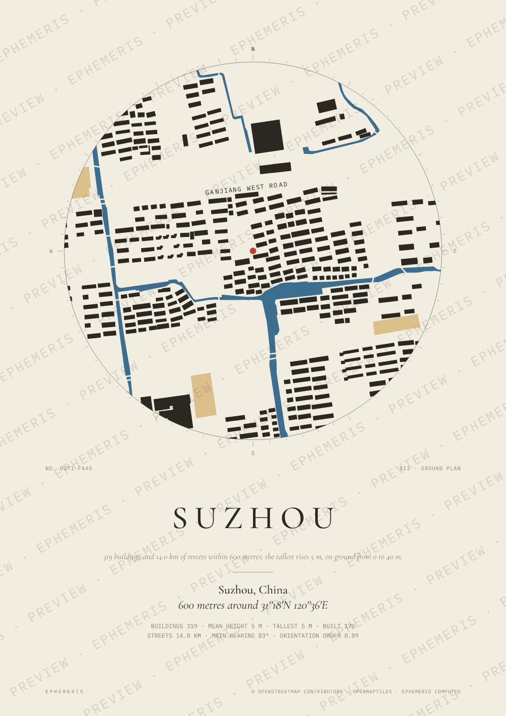 Suzhou map poster: the city drawn as a plan