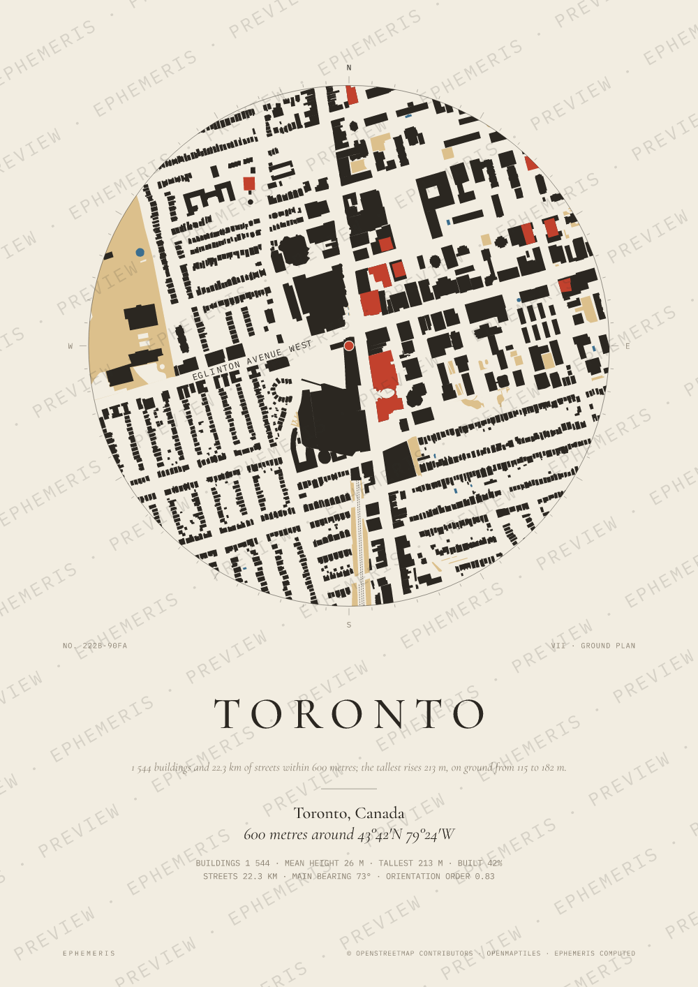 Toronto map poster: the city drawn as a plan