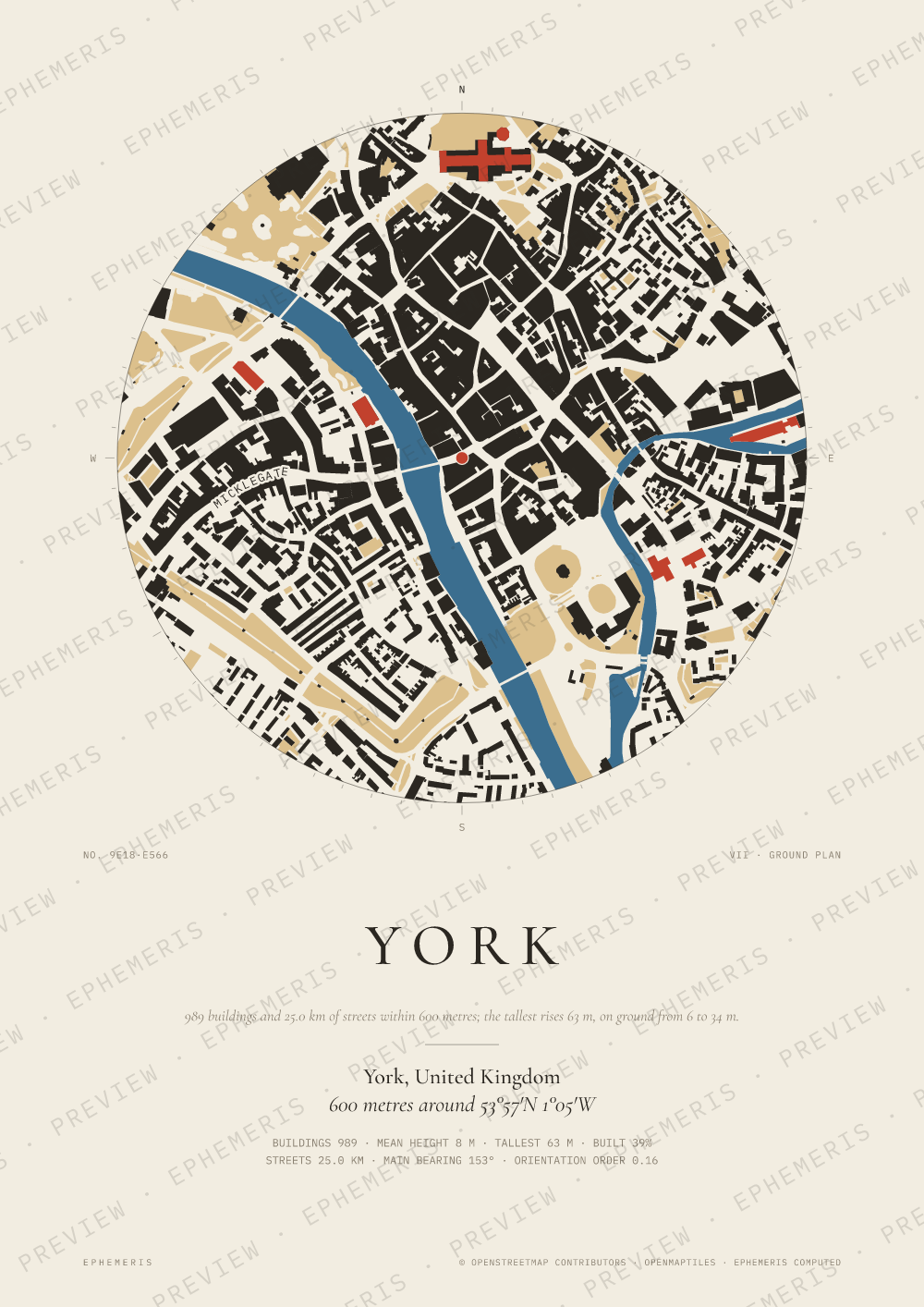 York map poster: the city drawn as a plan